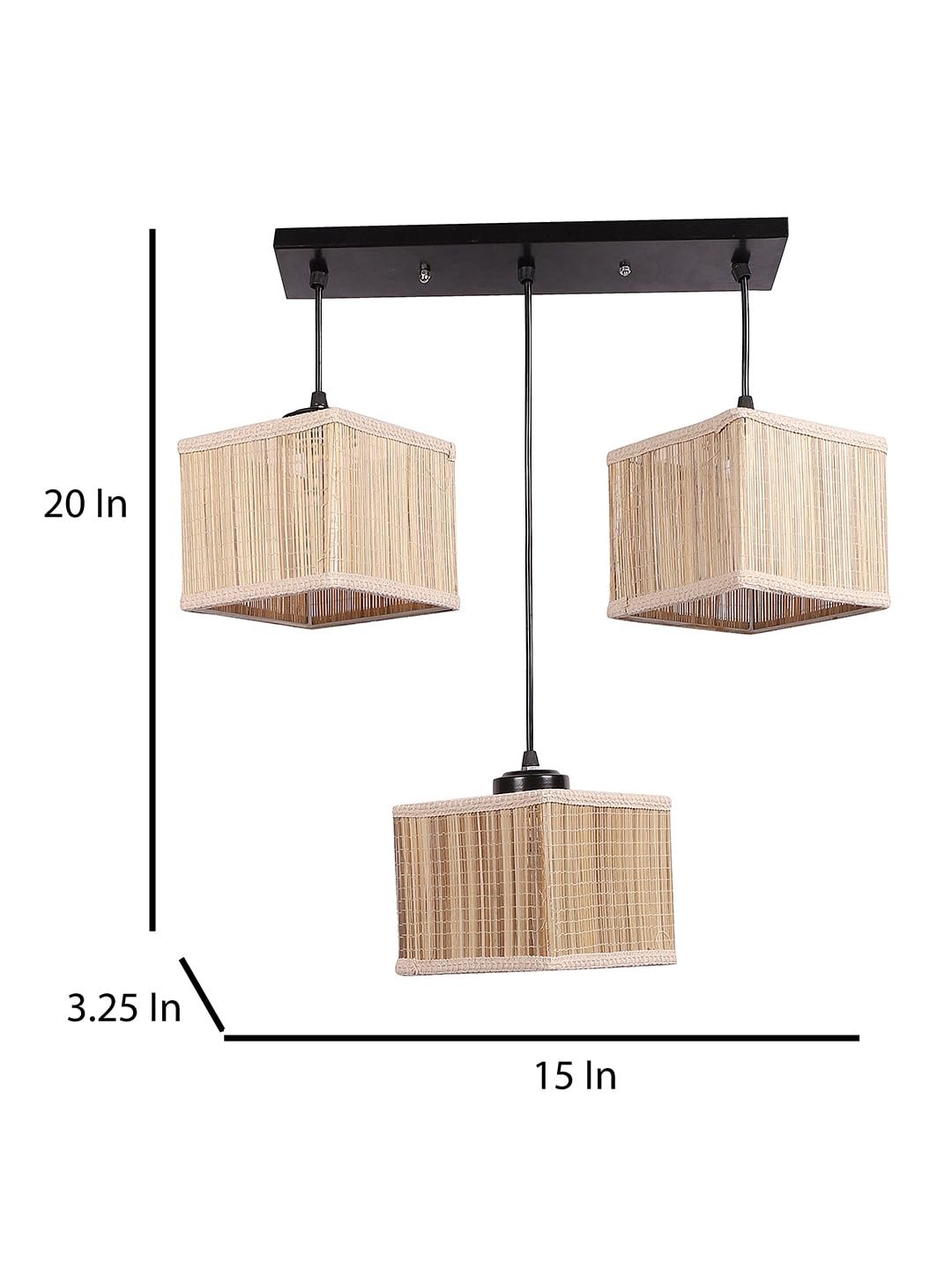 Small Bamboo Square Hanging lamp (15X3.5X20) Inches