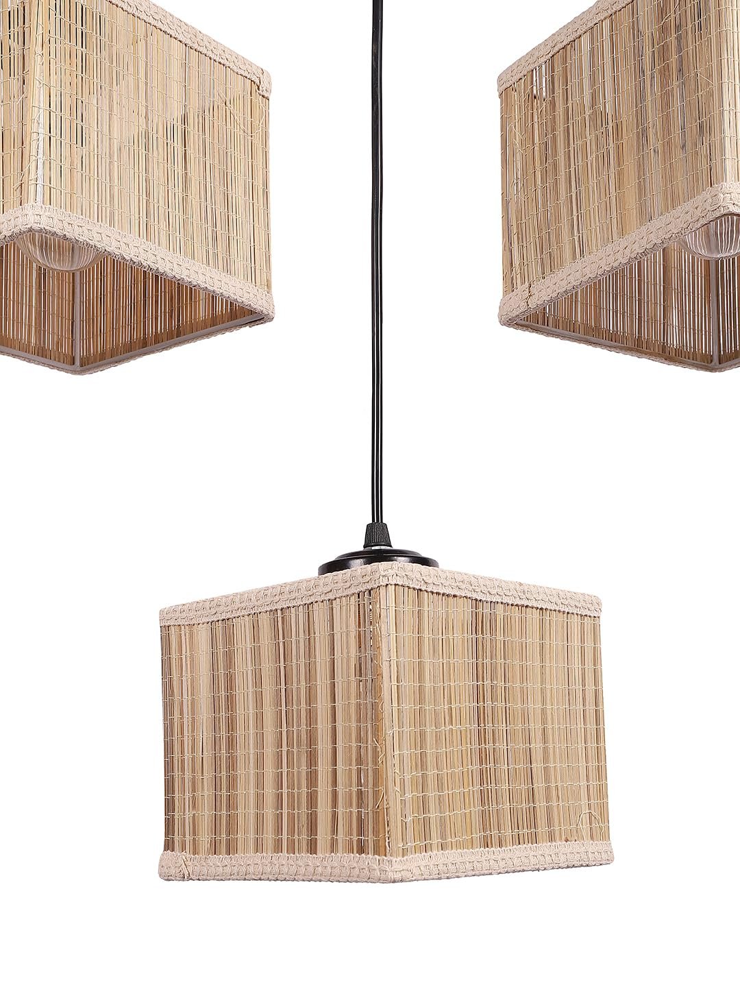 Small Bamboo Square Hanging lamp (15X3.5X20) Inches