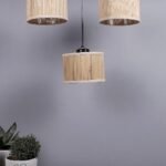 Round Bamboo Gola Hanging lamp (15X3.5X20) Inches