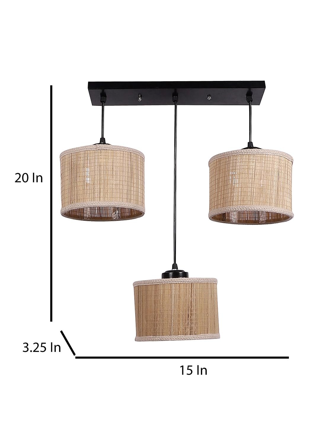 Round Bamboo Gola Hanging lamp (15X3.5X20) Inches