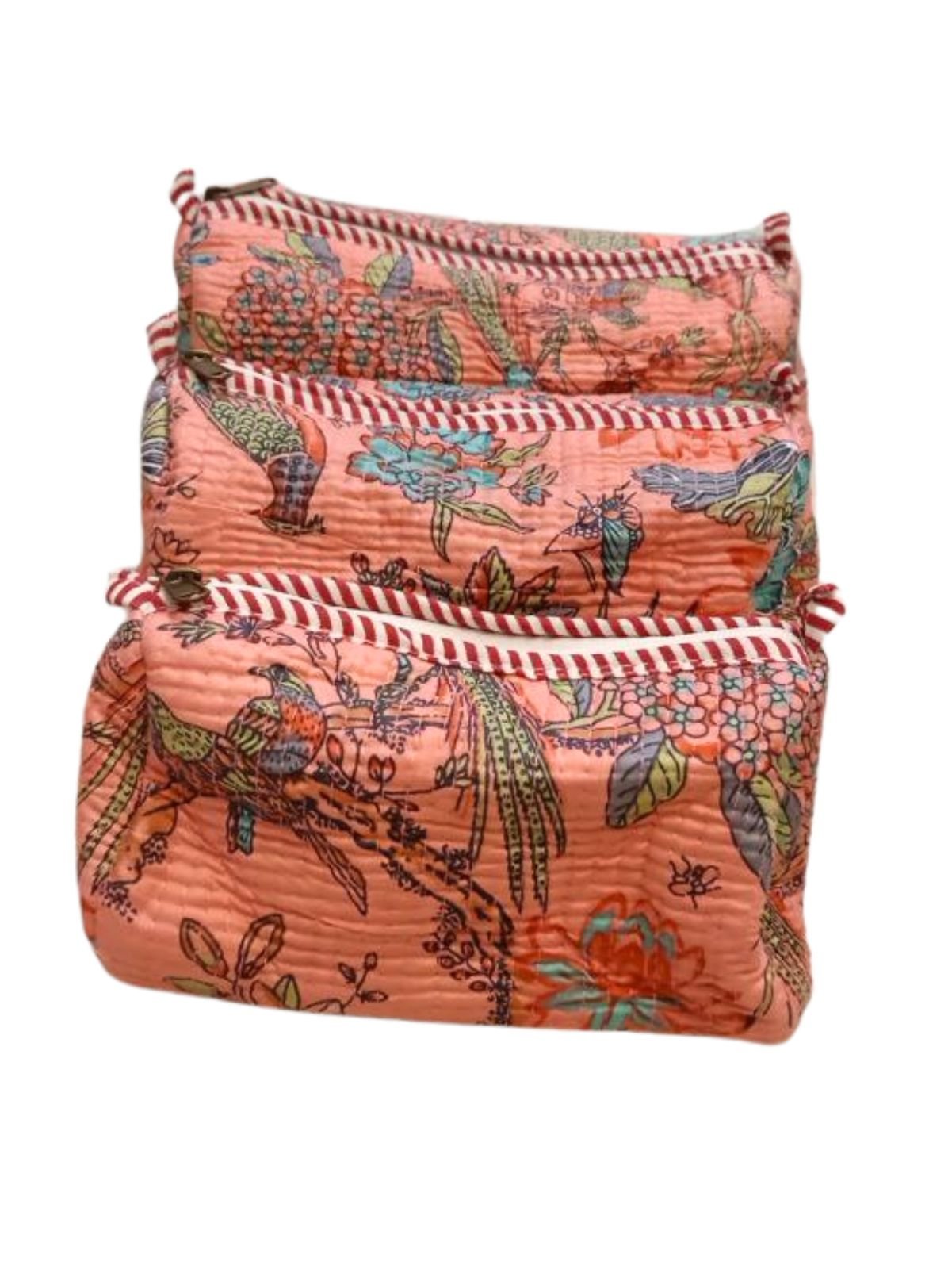 Hand Printed 3-in-1 Quilted Travel Pouch Set