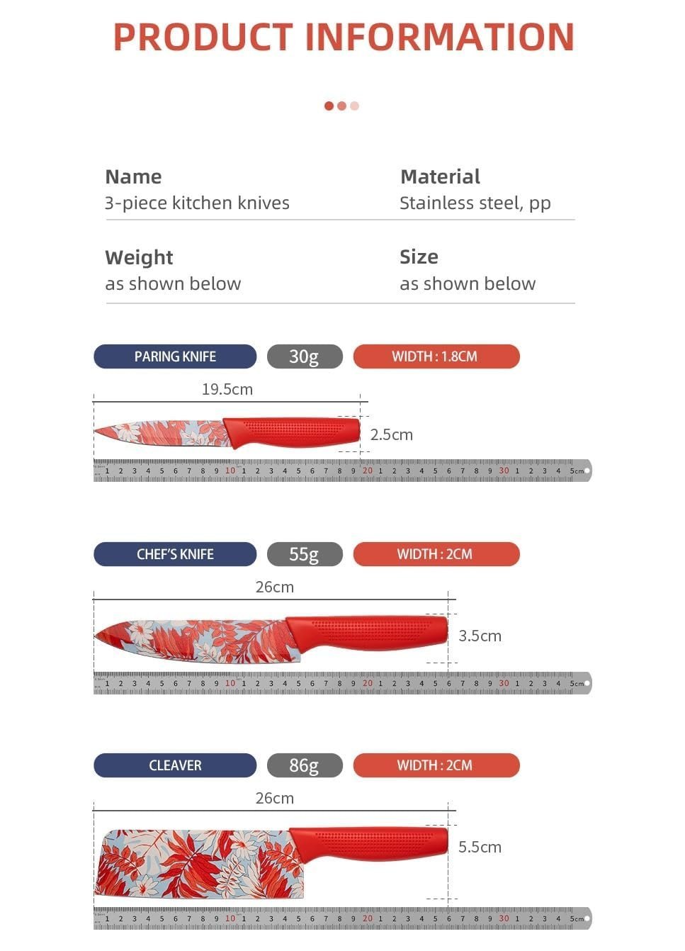 Professional Knife(SET OF 3 Pcs)