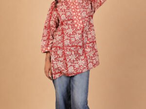 AIRA KURTI WITH FRONT NECK SLIT-DUAL PRINT