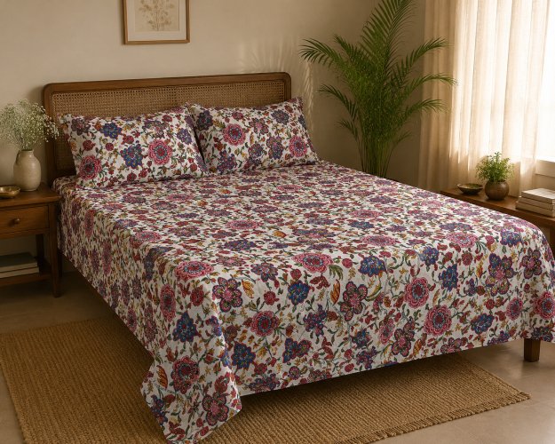 Rang birangi Bedsheet with 2 pillow covers set