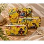 Hand Printed 3-in-1 Quilted Travel Pouch Set