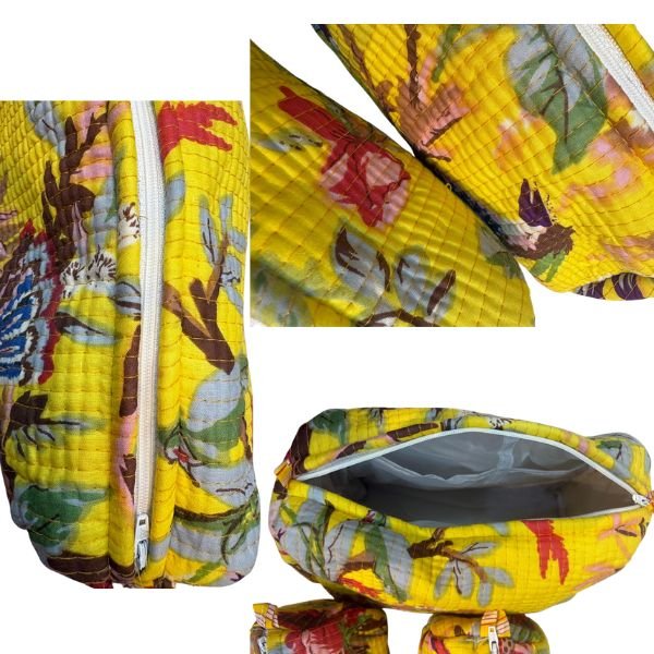 Hand Printed 3-in-1 Quilted Travel Pouch Set