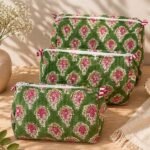 Hand Printed 3-in-1 Quilted Travel Pouch Set
