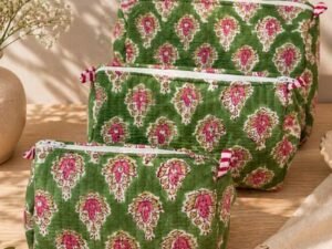 Hand Printed 3-in-1 Quilted Travel Pouch Set