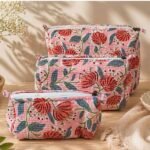 Hand Printed 3-in-1 Quilted Travel Pouch Set