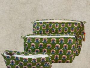 Hand Printed 3-in-1 Quilted Travel Pouch Set