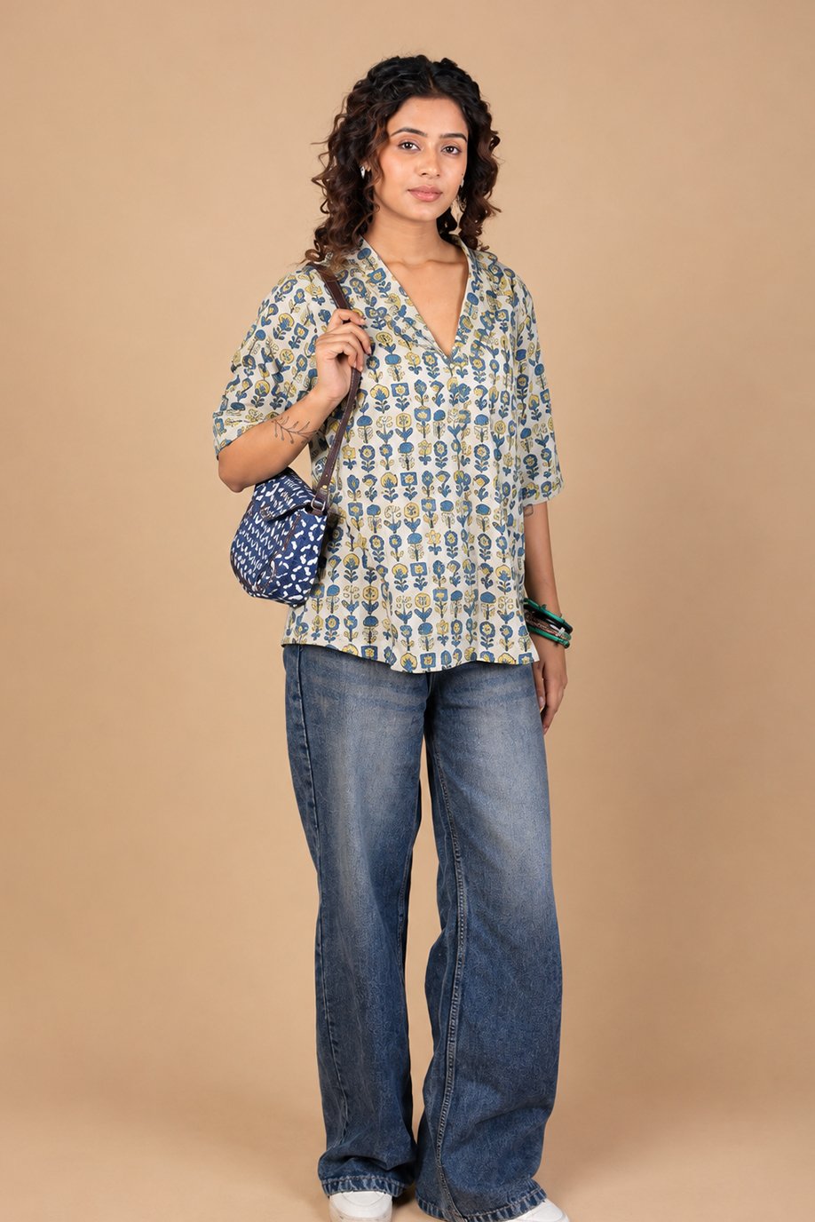 AJRAKH VEERA TOP WITH RUFFLE