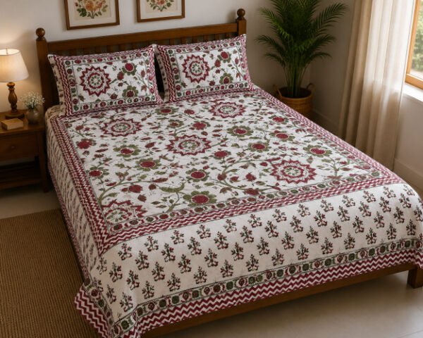 Abstract Flower Bedsheet with 2 pillow covers set