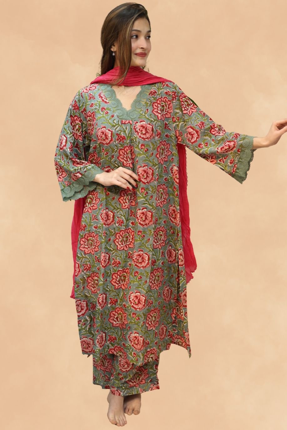 NAVELI COTTON PRINTED CO ORD SET