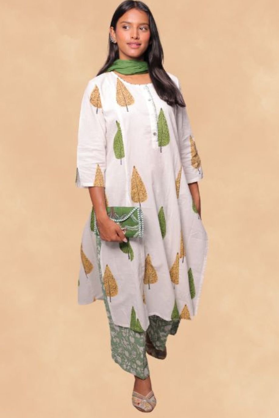 BAHAAR COTTON PRINTED A-LINE KURTA PANT SET