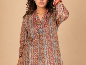 AABHA TUNIC WITH FRONT PLEATS & V NECK
