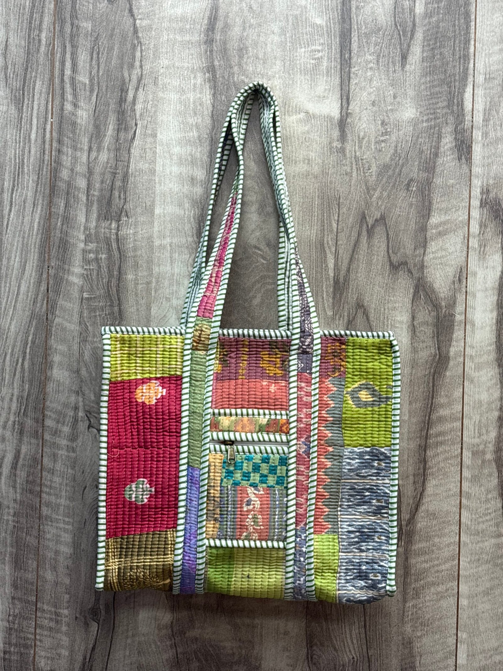Hand Printed Quilted Patch work TOTE BAG