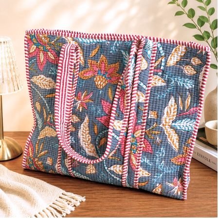 Medium size Hand Printed Quilted TOTE BAG