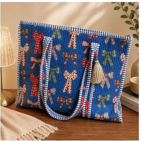 Medium size Hand Printed Quilted TOTE BAG