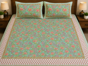 Hariyali Bedsheet with 2 pillow covers set