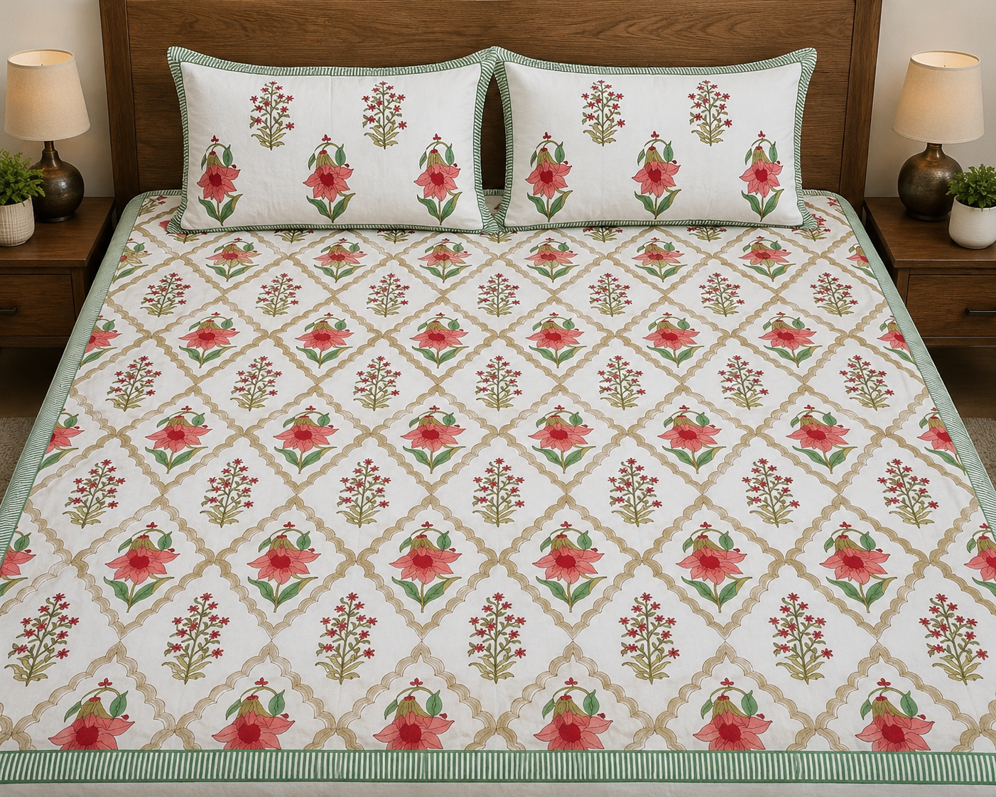 Tulip Bedsheet with 2 pillow covers set