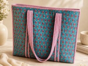 Medium size Hand Printed Quilted TOTE BAG