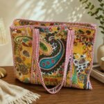 Medium size Hand Printed Quilted TOTE BAG